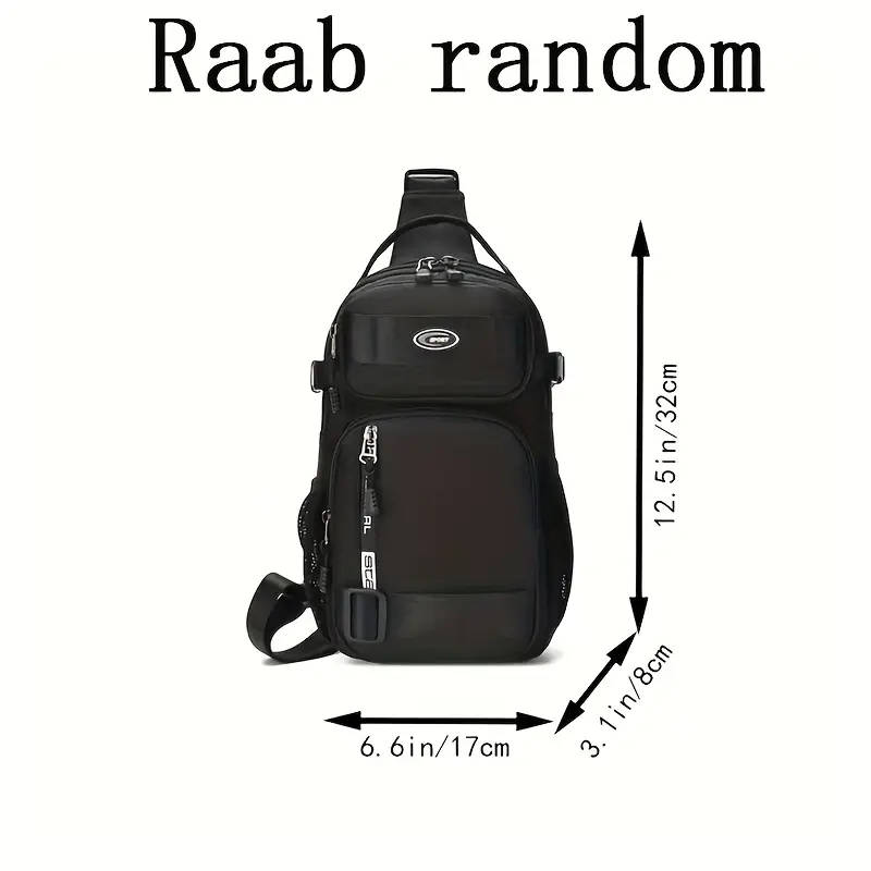 1pc Men'S Casual Nylon Sling Bag Multifunctional Crossbody Chest Pack Large Capacity Adjustable Stra