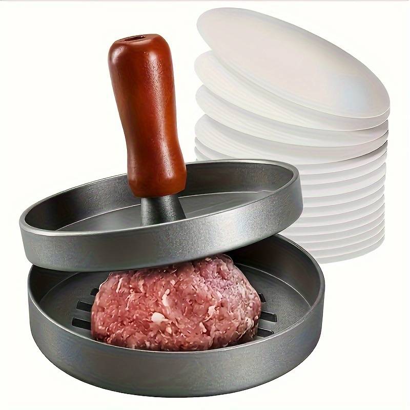 1pc Non-Stick Manual Burger Press Durable Metal Meat Veggie Grill Mold with Ergonomic Handl