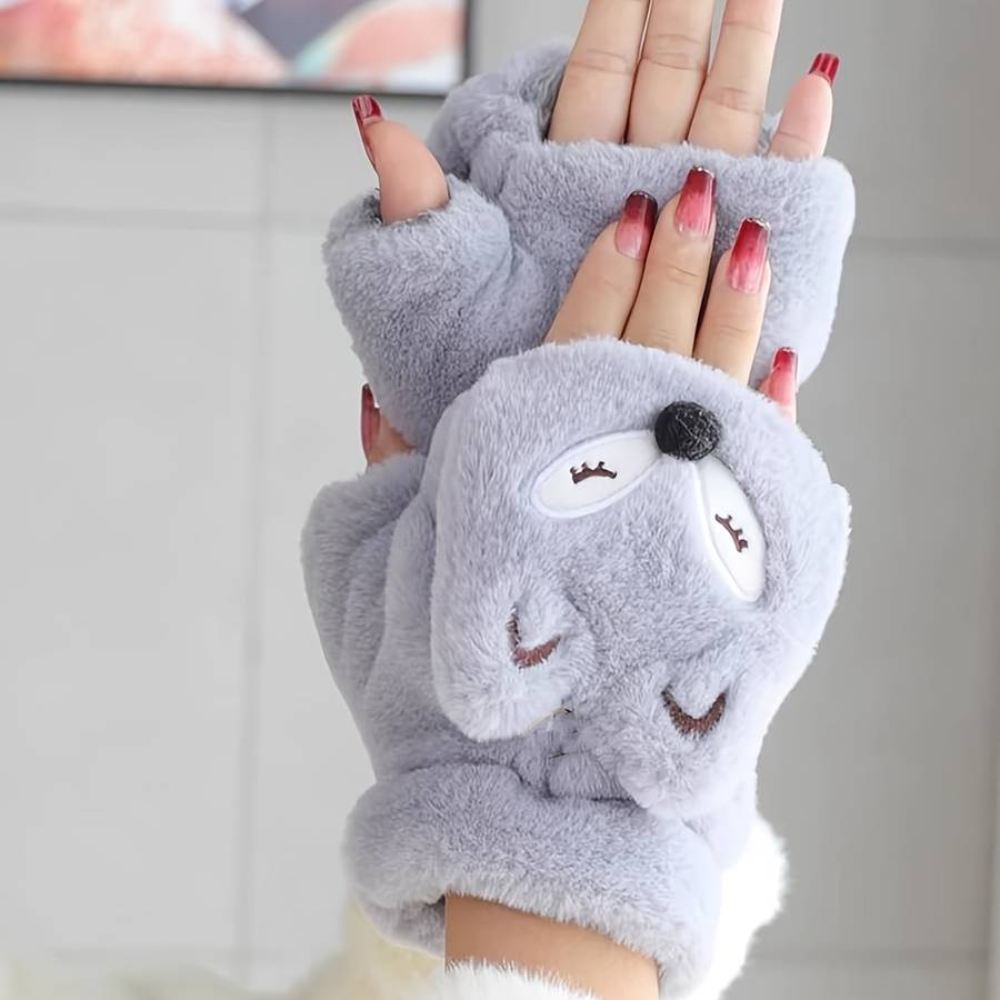 1 Pair Grey Warm Gloves