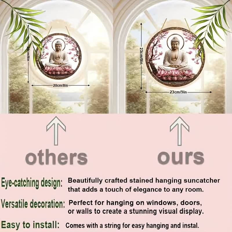 1pc 2D Flat   Acrylic Buddha Garden Garden Suncatcherss 22.86cm x 22.86cm Stained Window Han