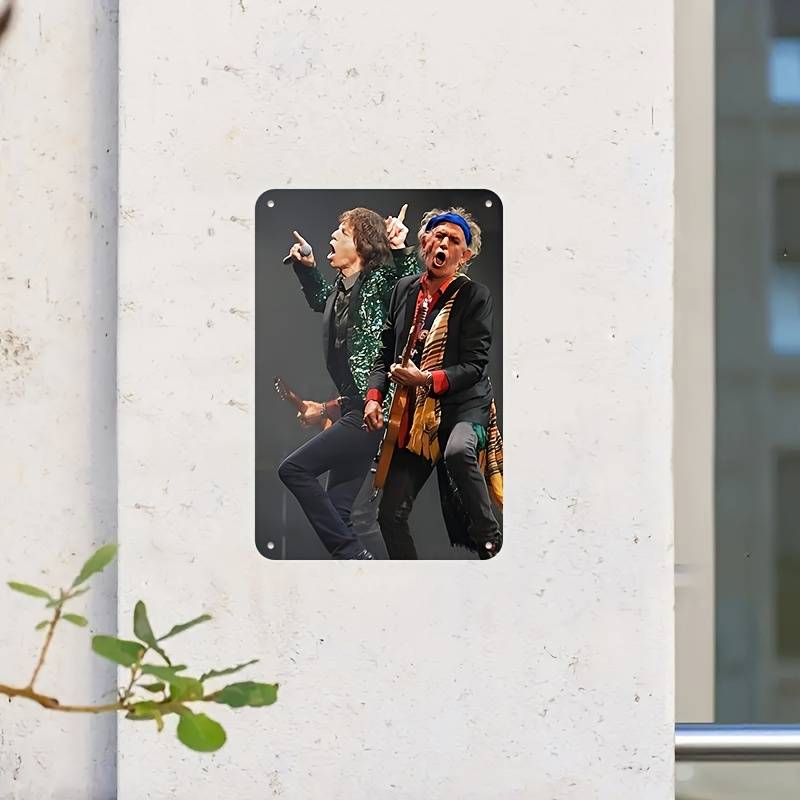 1pc Vintage Rolling Stones Band Metal Poster 20.32x30.48 cm Tin Sign with Iconic Mick Jagger Gu