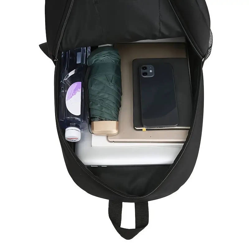 1pc Fashionable Large Capacity Backpack Casual Solid Color Nylon Material with Tassel Embellishment