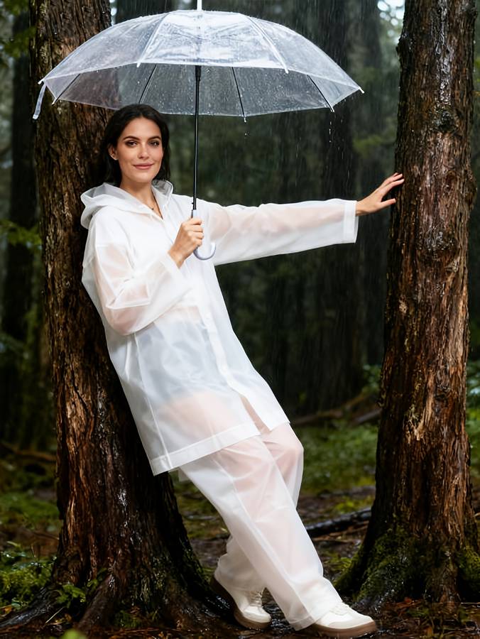 Raincoat White Size Asian Onesize