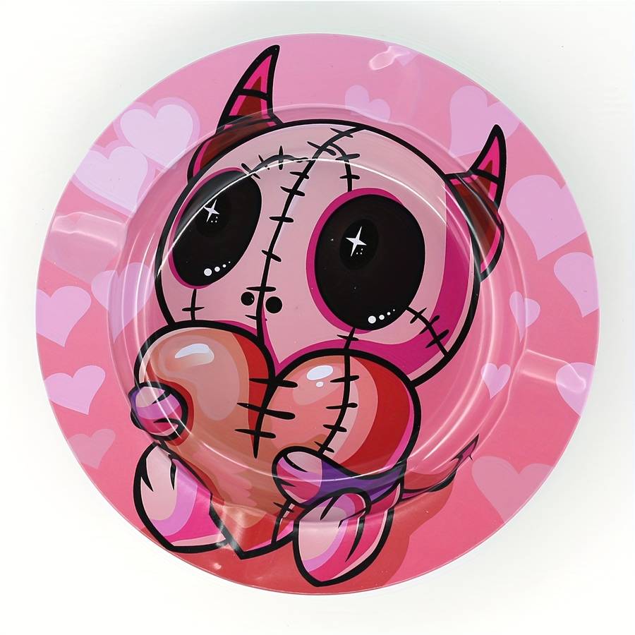 1pc Round Iron Ashtray with Various Patterns Portable High-End Ashtray for Travel Home Outdo