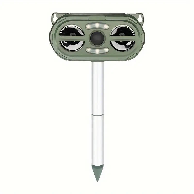 1pc Solar-Powered Ultrasonic Pest Repeller with LED Flashing Light Outdoor Bird Deterrent for Garden