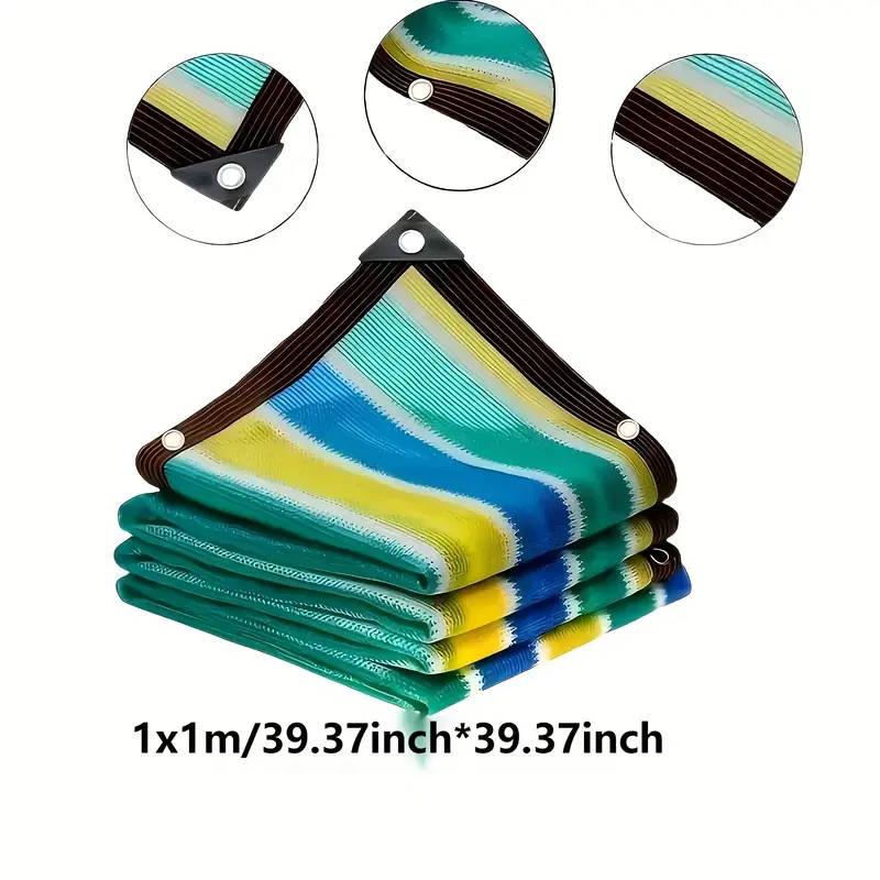 1pc Colorful Striped High-Density Breathable Sun Shade Net Size 100x100cm Durable Plastic Outdoor