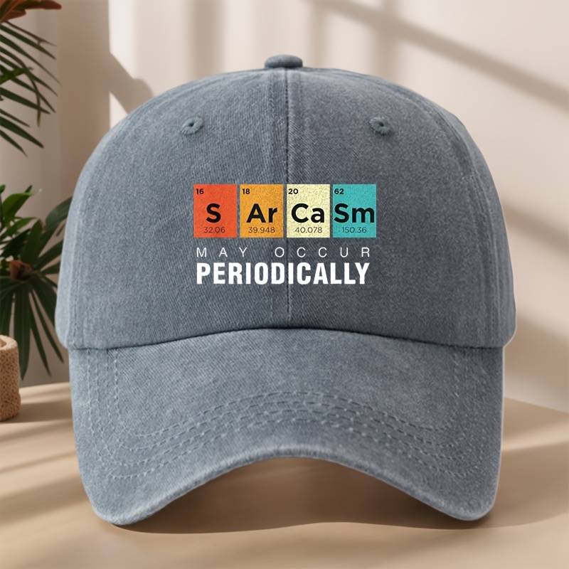 1pc PERIODICALLY Chemistry-Themed Baseball Cap Soft Vintage Washed Style with Adjustable Snapba