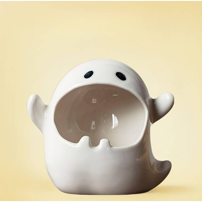 1pc Cute Ghost Ashtray Ceramic Irregular Shape High-End Decoration No Electricity Required for