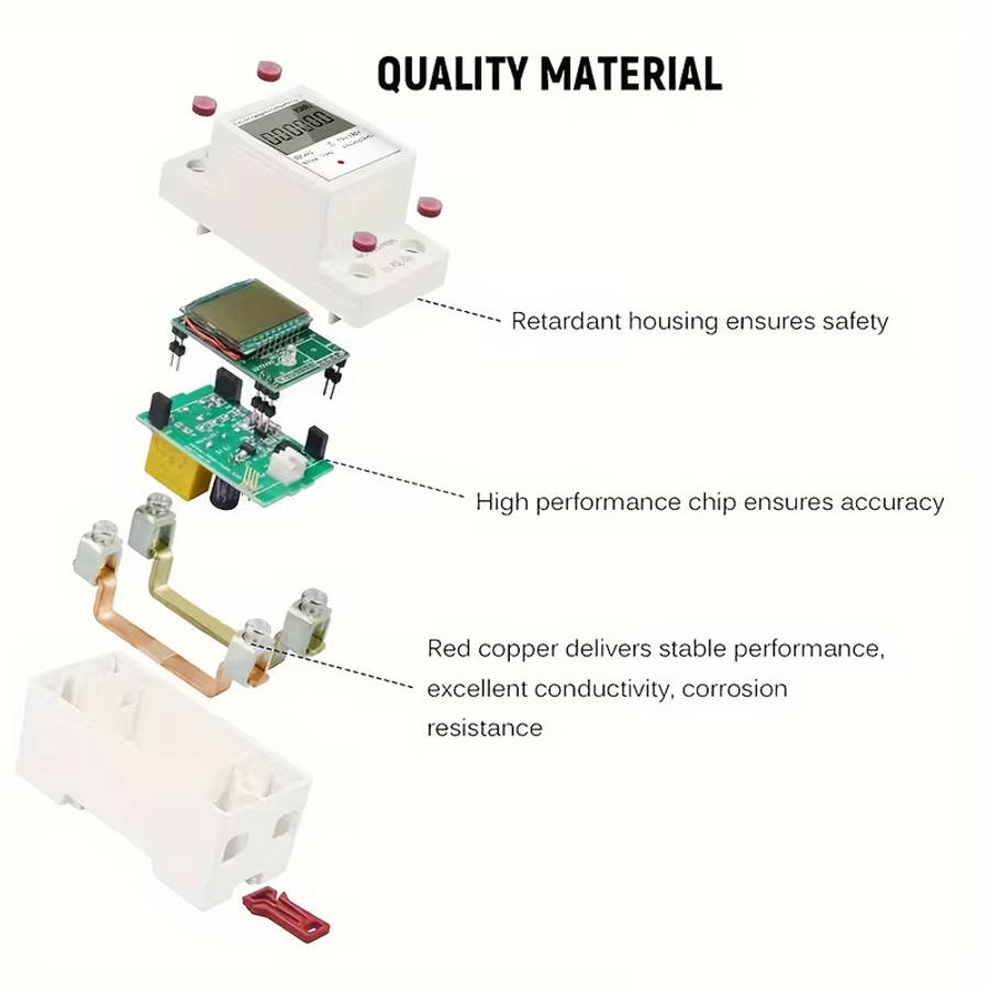 household electricity meter lcd electricity meter single phase 220v mini watt hour meter rail type air conditioning electricity meter   display   Product details 8