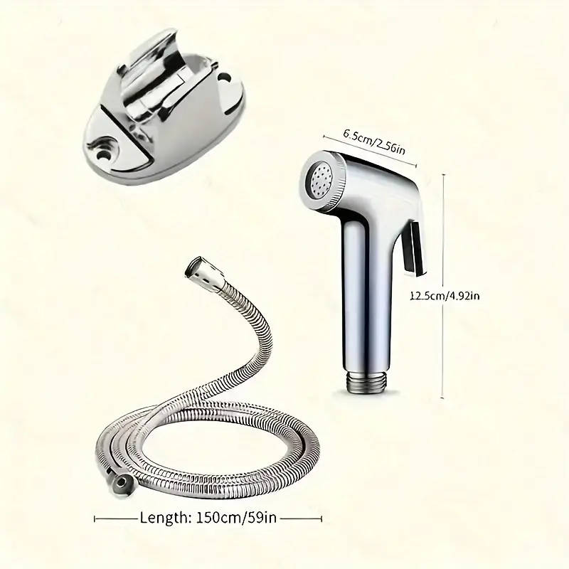 Handheld Bidet Sprayer Set with Flexible Hose and Wall Mount Holder