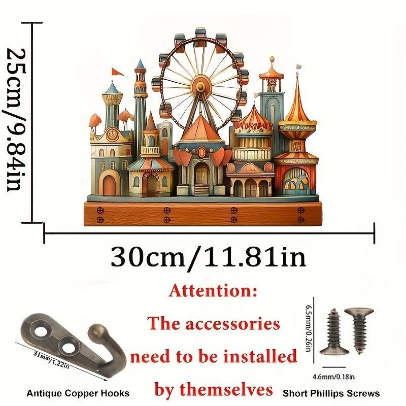 1pc Amusement Park ferris wheel home wooden key hanger key storage with hooks four-season multi-f