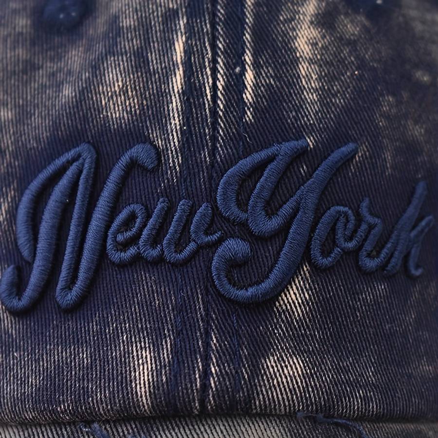 Vintage Distressed Cotton Baseball Cap with Embroidery Adjustable Drawstring Closure Lightwei