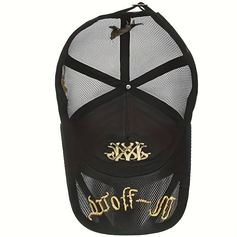 1pc Breathable Mesh Baseball Cap with Embroidered Logo Stylish Unisex Trucker Hat for Outdoor Lei