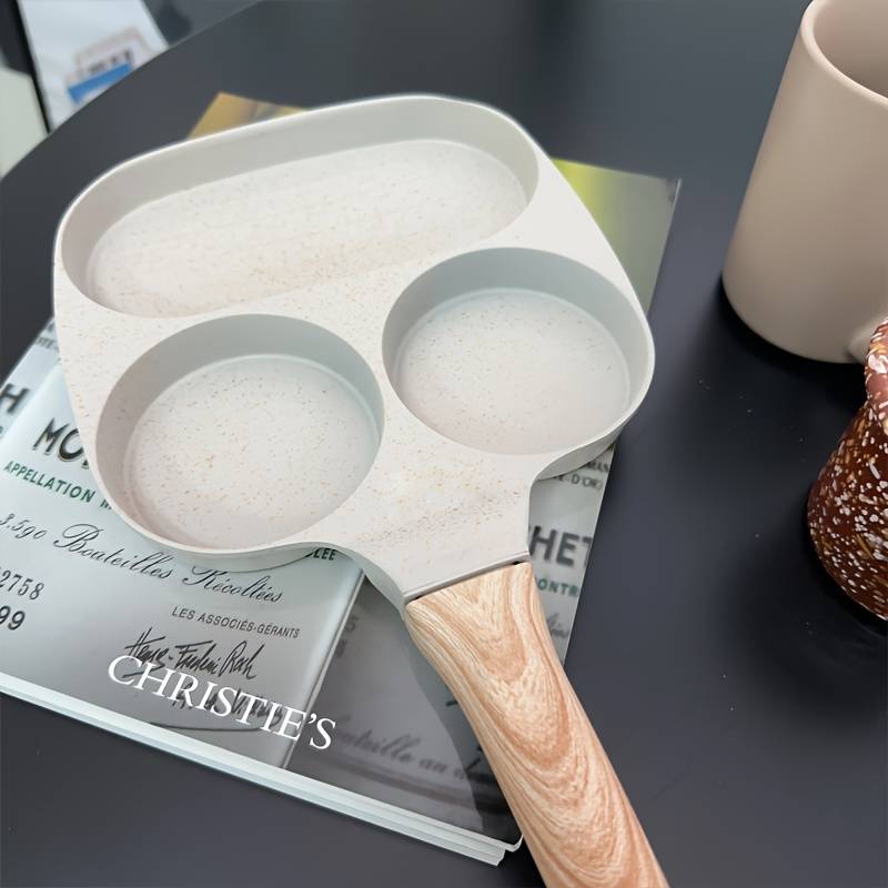 1pc 7.5" Nonstick Triple Compartment Skillet   Easy Clean Iron Material Durable Heat-Resistan