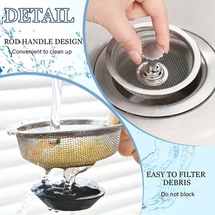 1pc Stainless Steel Kitchen Sink Strainer 8.13cm 5.33cm Mesh Non-Clogging for Bathroom Washroom
