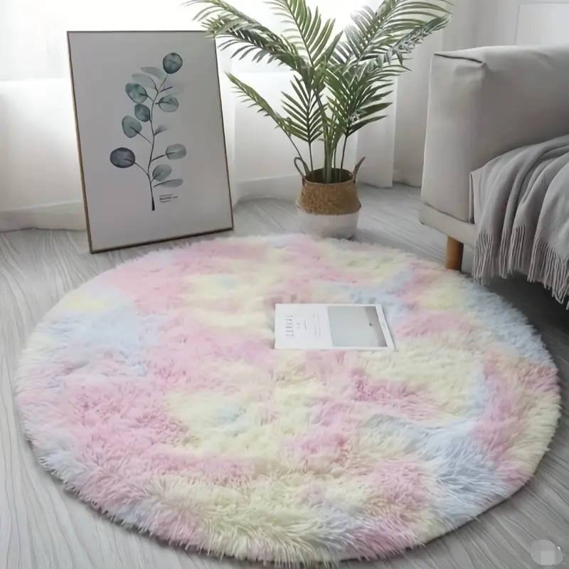 Soft Fluffy Rainbow Washable Mat