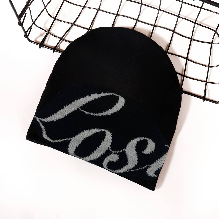 1pc Unisex Embroidered Acrylic Knit Beanie Stretchable Hand-Washable Street Style Hip-Hop Winter
