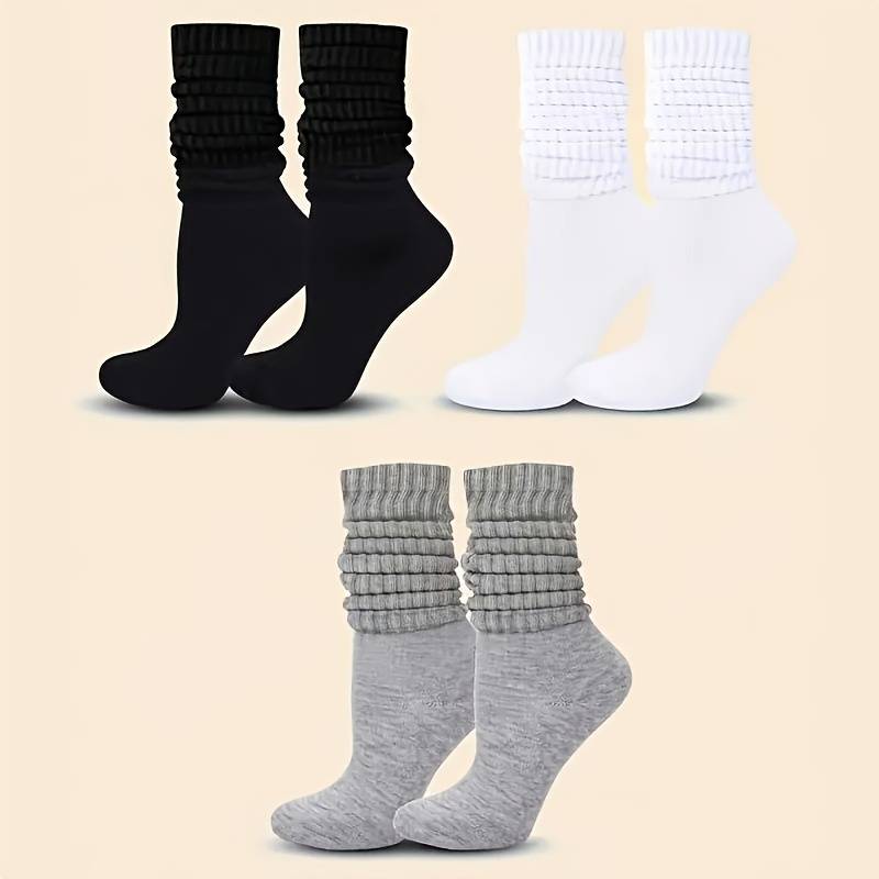 1 Pair Random Color Solid Color One Size High Elastic Socks