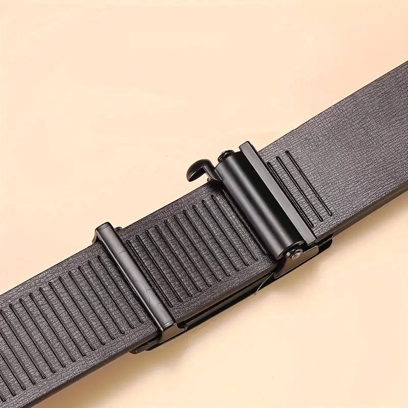 Men's Leather Automatic Buckle Belt Golden 110cm