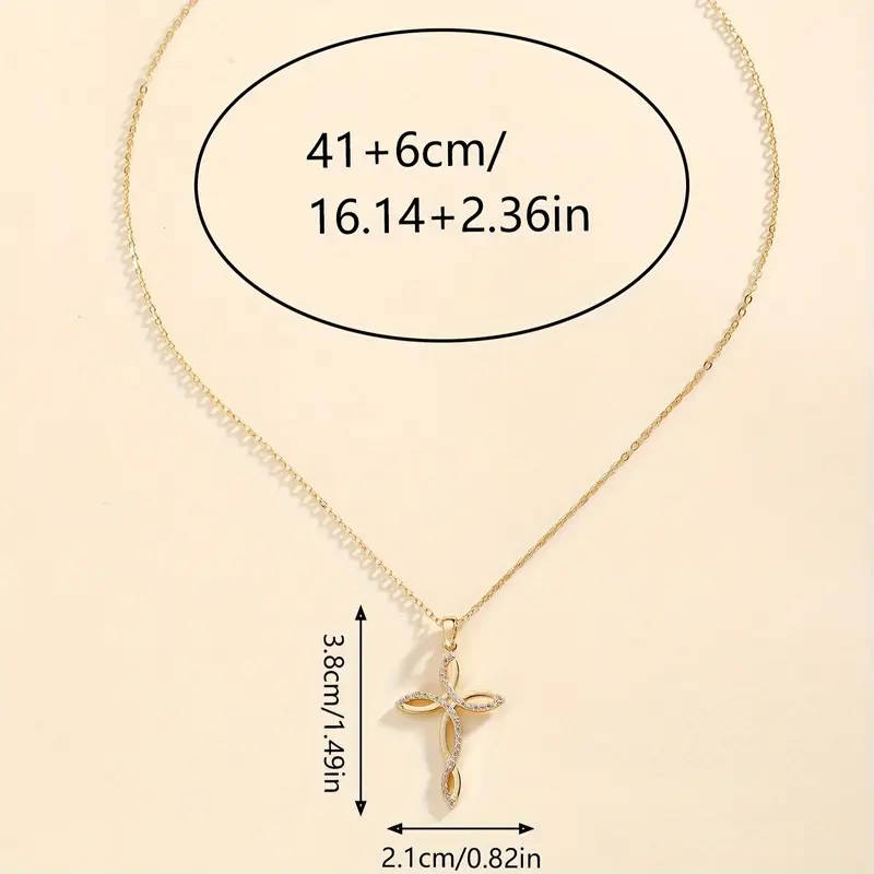 Gem Inlaid Cross Pendant Necklace