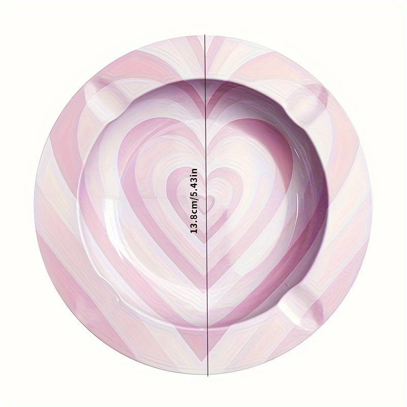 1pc Creative Tinplate Ashtray with Artistic Design C Durable Round Decorative Tray for Home Of