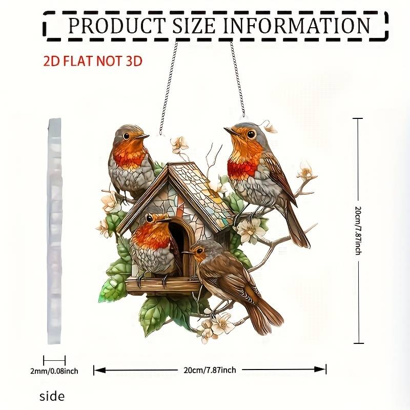 1pc 2D Flat A  Art Piece Featuring a Renaissance Robin Birdhouse Sunshade Board Measuring 20.32 cm