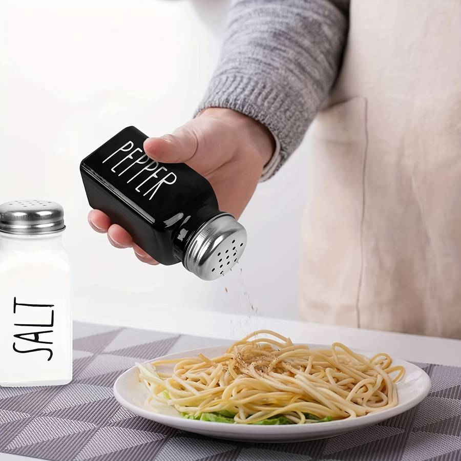 2pcs Salt And Pepper Shakers Set Glass Spice Shaker With Stainless Steel Lid Salt And Pepper