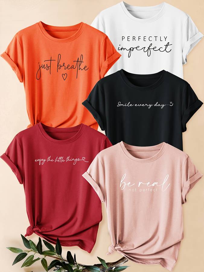 Womens T Shirt Color Orange Red White Black Light Pink Sizexl