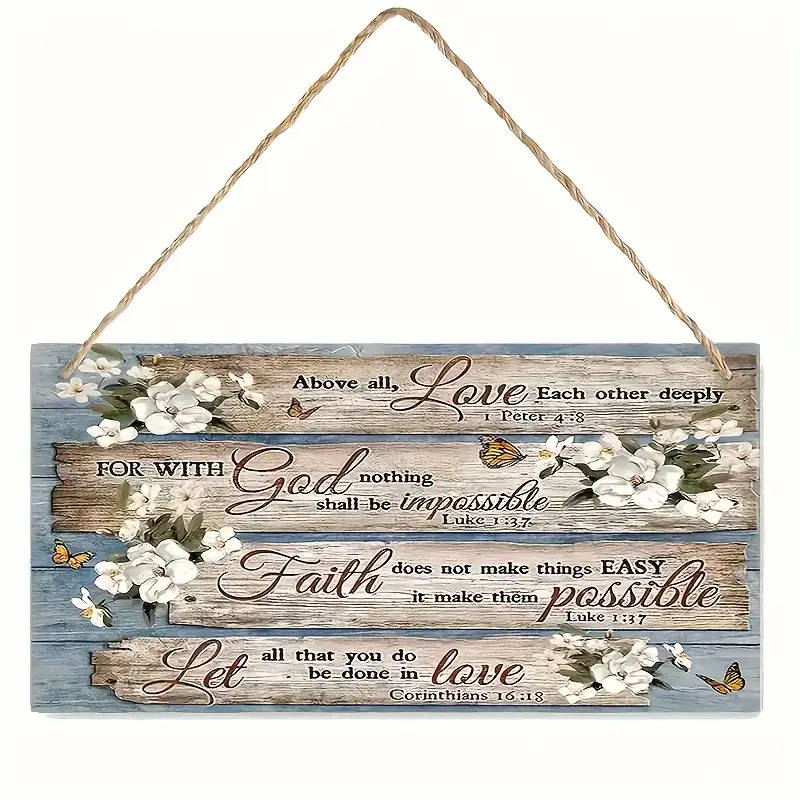 1pc Inspirational Scripture Verses with Floral Wood Wall Art Ideal for Home, Living Room Bedroom Dec