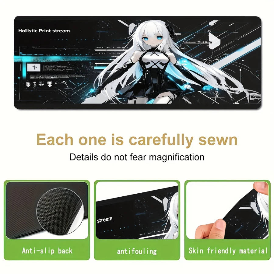1pc 40x90cm Cyber Technology White Hair Mouse Pad Gaming Desk Mat