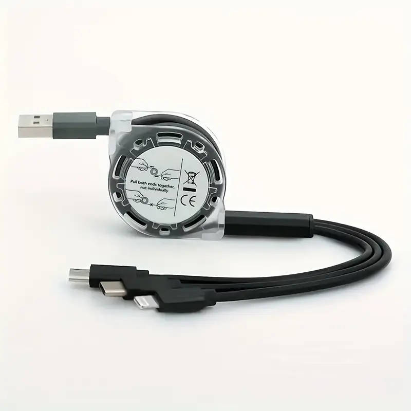 3 In 1 Retractable Multi Fast Charger Cable Random Colors