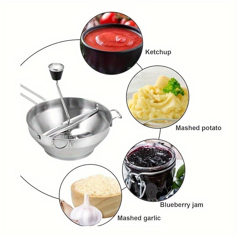 1pc Stainless Steel Jam Grinder Mashed Potatoes Grinder Food Vegetable Blender Potato Masher Vegeta