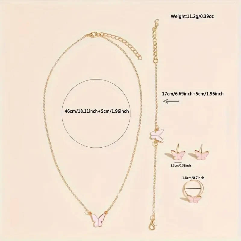 6pc Pink Butterfly Elements Quartz Wrist Watch