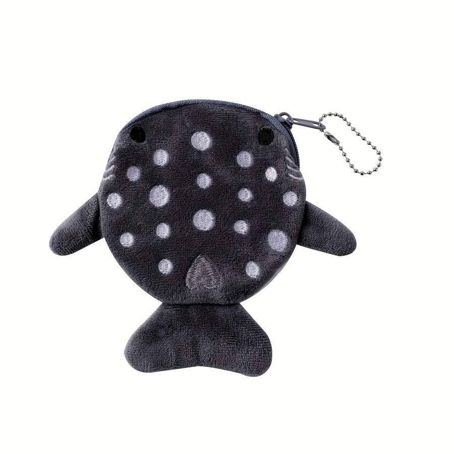 1pc Mini Whale Charm Coin Pouches Adorable Whale Designs Soft Polyester Hand Washable Zipper C