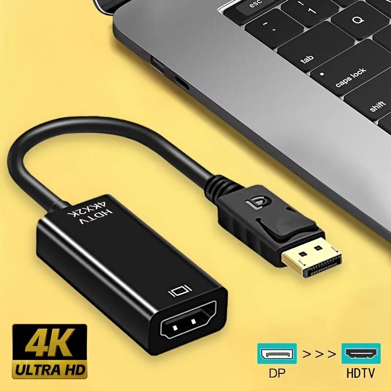 1 Pack 4K Ultra Hd Dp To Hdtv Adapter Converter Usb Type A To Hdtv Cable Abs Material