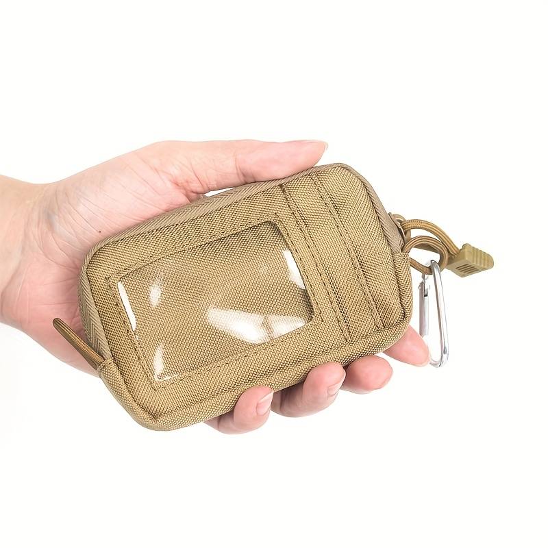 1pc Canvas Coin Purse with Zipper Driver'S License Holder Card Case Belt Bag Small Sports Pouch