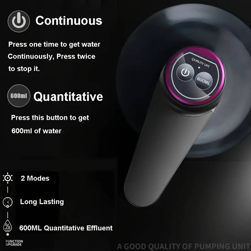 1pc USB Rechargeable Portable Water Pump Easy One-Touch Operation Automatic Dispensing for 11.36-18.