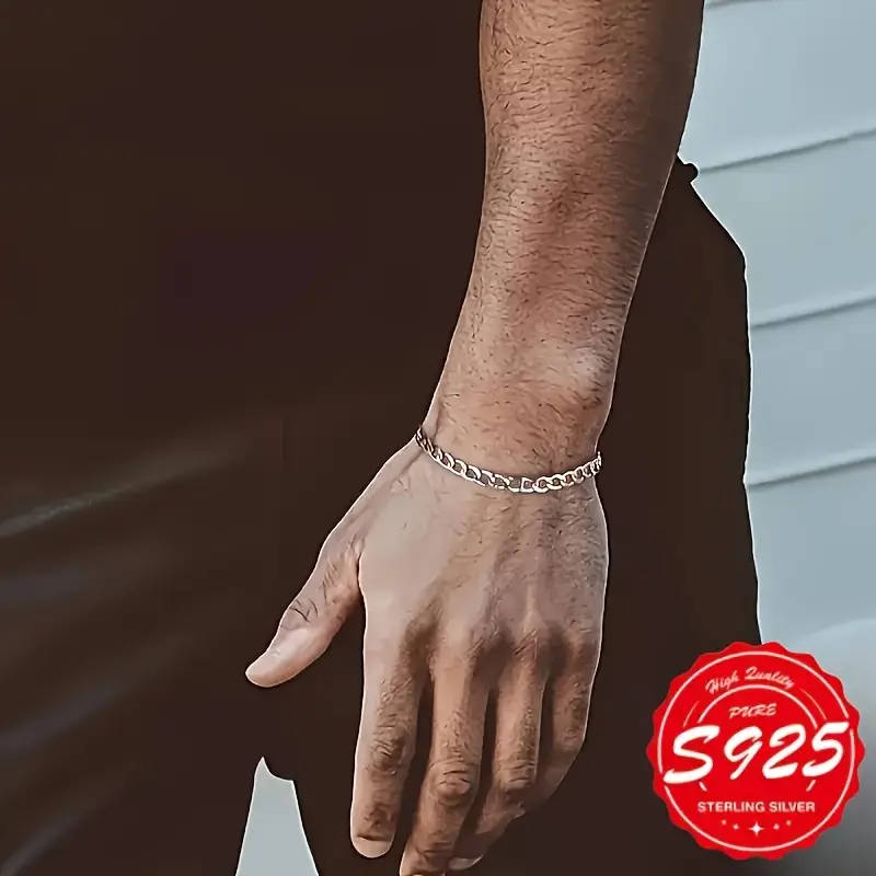 5 Piece Set 925 Sterling Silver Chain Bracelets