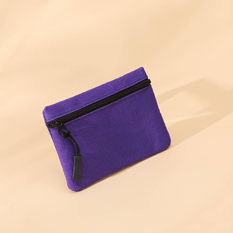 1pc New Mini Multi-Color Oxford Cloth Coin Purse with Solid Color Mesh Zipper Portable for Student