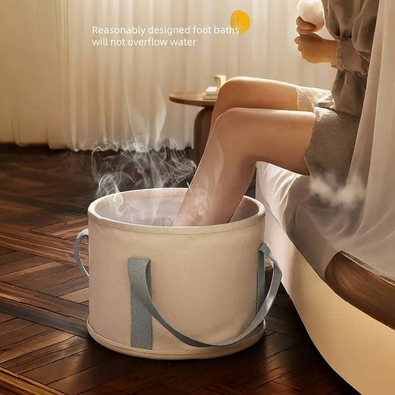 1pc Luxury Portable Foldable Foot Bath Tub Temperature-Controlled No Power Needed PEVA Material Odor