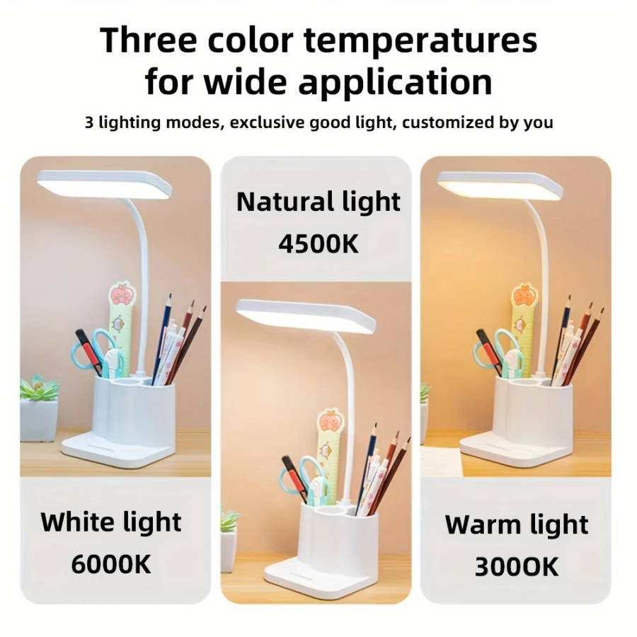1pc Rechargeable LED Stand Light with Polished Finish Adjustable Lighting Desk Lamp USB Charging 5V