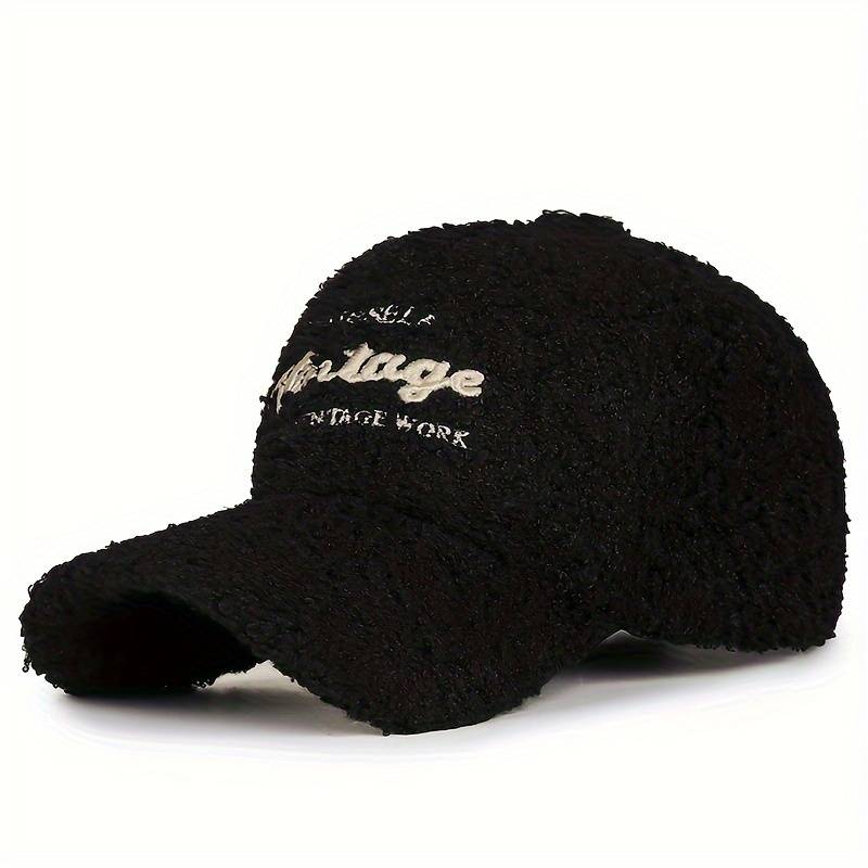 1pc 1 Vintage-Inspired "Authentic Vintage" Baseball Cap Cozy Beige Fleece 100% Polyester Hand-W