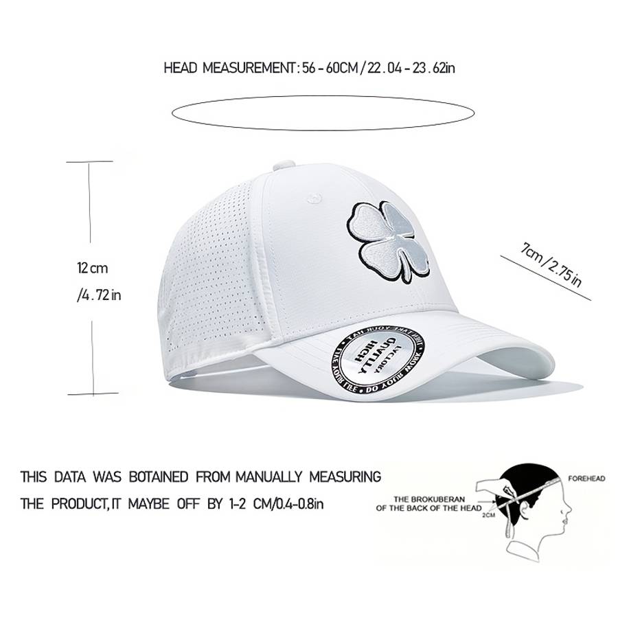 Lucky Life Embroidered Four-Leaf Clover Baseball Cap 100% Polyester Sports Hat