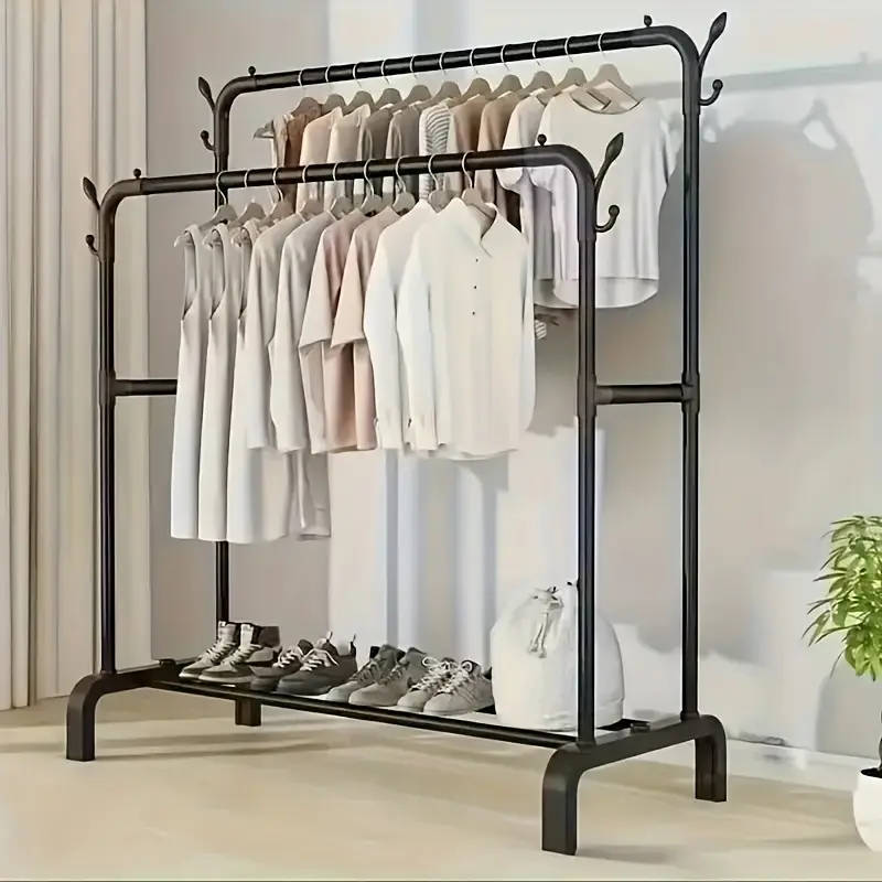 1pc Heavy-Duty Freestanding Clothing Rack - Space-Saving Garment Organizer with Sturdy Metal Frame,
