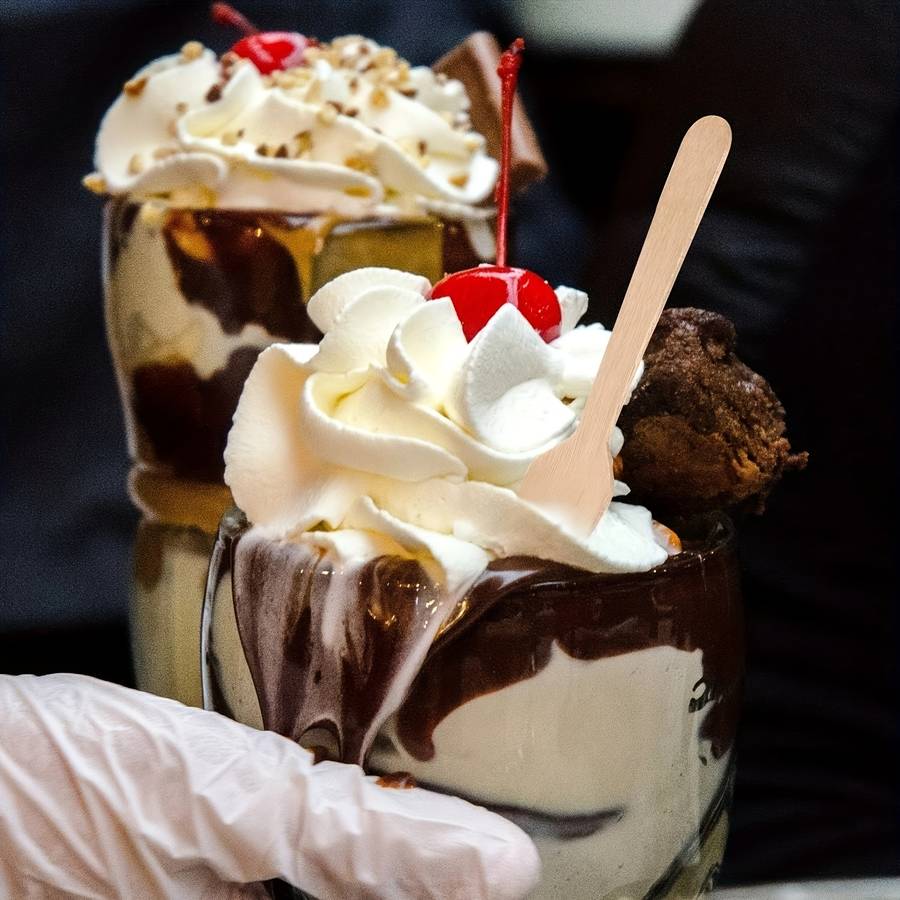 100pcs Elegant Mini Square Wooden Spoons 3.75  Perfect for Ice Cream Desserts Tastings