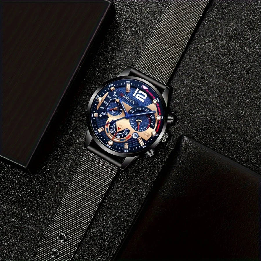 1pc Luxurious And Stylish New Fashion Trend Men's Mesh Quartz Watch Perfect For Gifts For Friends