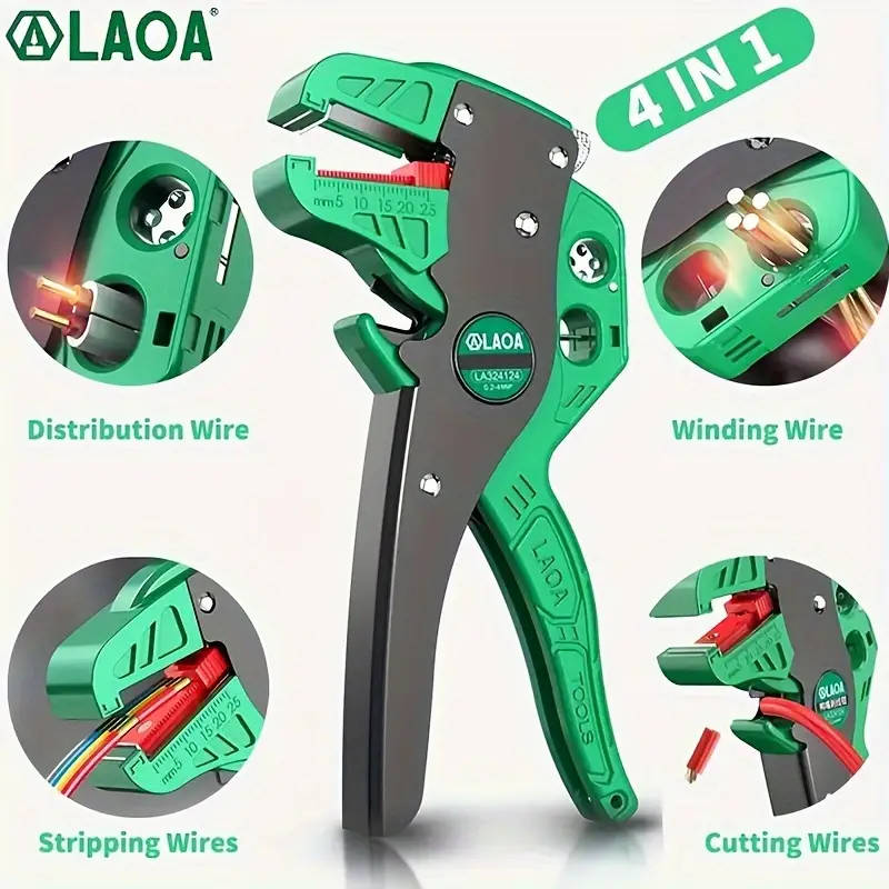 1pc Professional Automatic Wire Stripper and Cutter Multifunctional Tool with Winding and Split Line