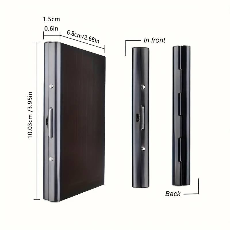 1pc Premium Stainless Steel RFID Blocking Card Holder for Men C Sleek Black Metal Wallet with Multi