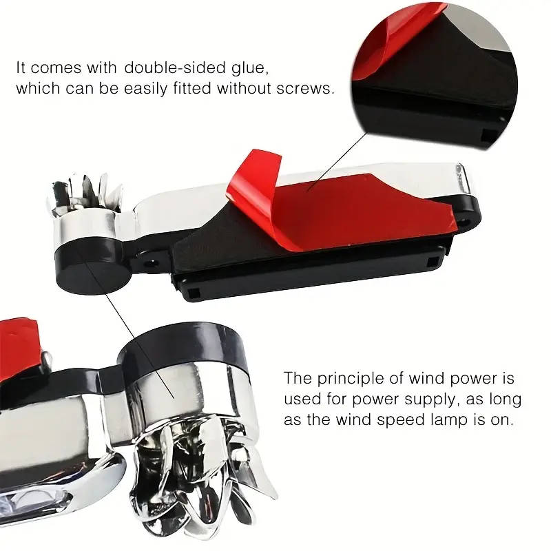 2Pcs White Car Wind Powered LED Fan Light