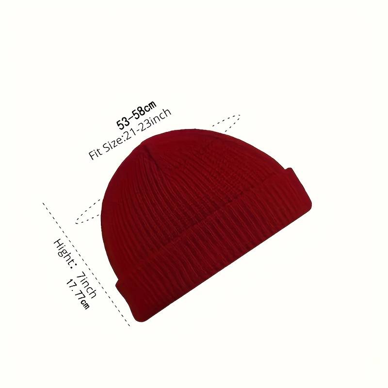 1pc Brimless Casual Style Fisherman Hat Short Ribbed Brimless Hat Lightweight Warm Winter Head